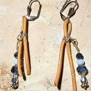 Southwestern corded and natural faceted gemstone earrings